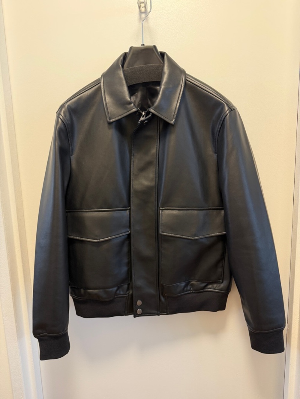 Mango Black Faux Leather Bomber Jacket - Picture 4 of 5